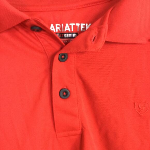 Ariat Mens Tek Heat Series Golf Polo Shirt Short Sleeves Stretch Red Size Large - Picture 5 of 15